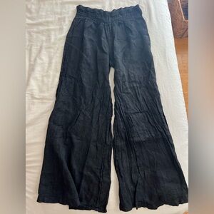 Wide Leg Women's Linen Pants in Black